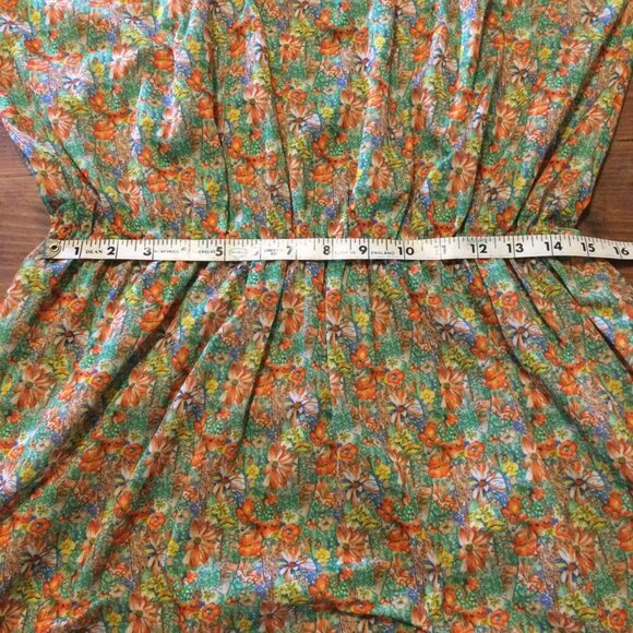 Vintage Kay Windsor women’s midi dress semi sheer floral print short sleeve cott - Picture 12 of 12